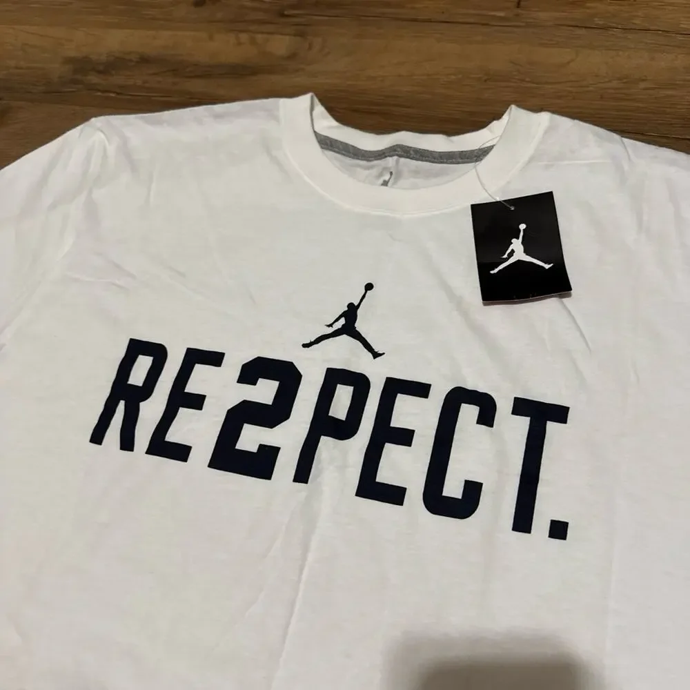 2013 Air Jordan RE2PECT Derek Jeter White Black Short Sleeve 708586-100 Shirt